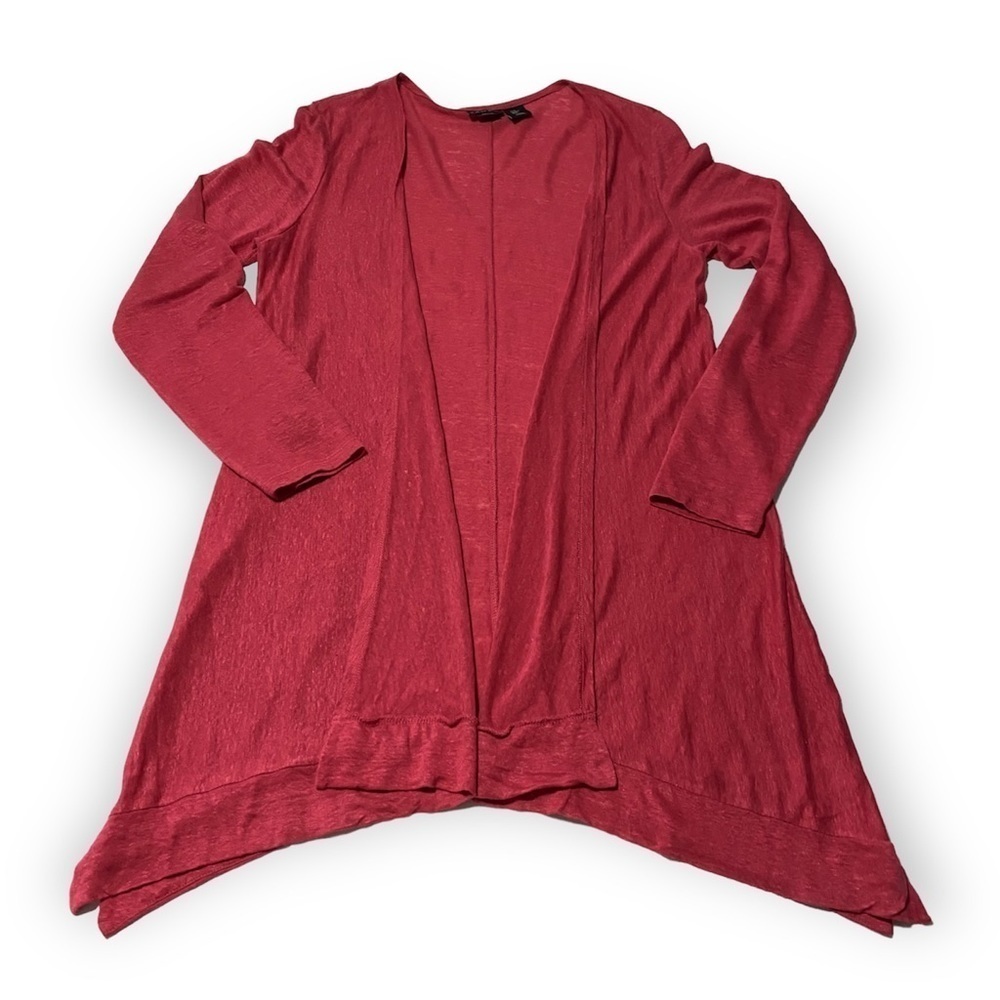TAHARI Linen Longline Lagenlook Open Cardigan Size Medium Breathable Summer - Picture 4 of 10